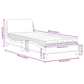 Bett mit Matratze Grau 80x200 cm Kunstleder