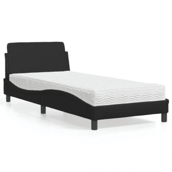 ARDEBO.de - Bett mit Matratze Schwarz 90x200 cm Kunstleder