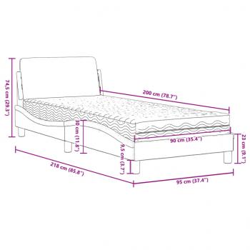 Bett mit Matratze Schwarz 90x200 cm Kunstleder