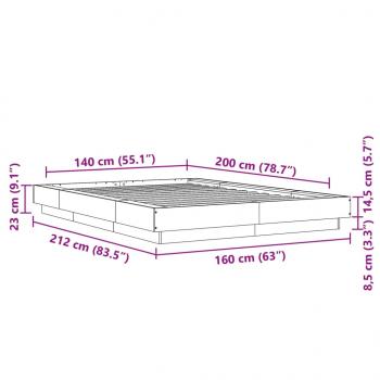 Bettgestell Sonoma-Eiche 140x200 cm Holzwerkstoff