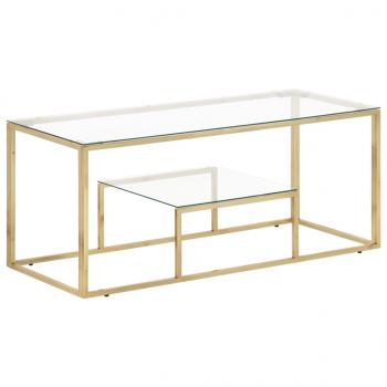 ARDEBO.de - Couchtisch Golden Edelstahl und Hartglas