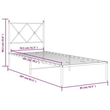 Bettgestell mit Kopfteil Metall Weiß 80x200 cm