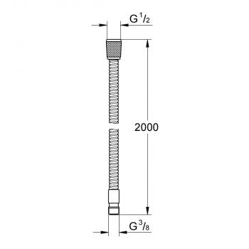 GROHE Metallbrauseschlauch, 2.000 mm, für Wannenrand-, Fliesenbank-Brausegarnitur, chrom (28158001)