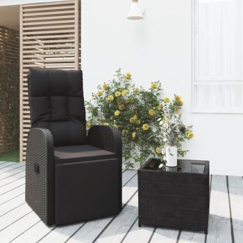 ARDEBO.de - 2-tlg. Garten-Lounge-Set Schwarz Poly Rattan & Stahl