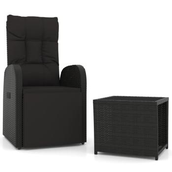 2-tlg. Garten-Lounge-Set Schwarz Poly Rattan & Stahl