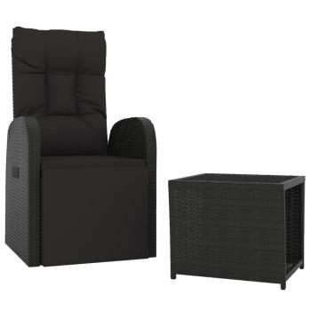 2-tlg. Garten-Lounge-Set Schwarz Poly Rattan & Stahl