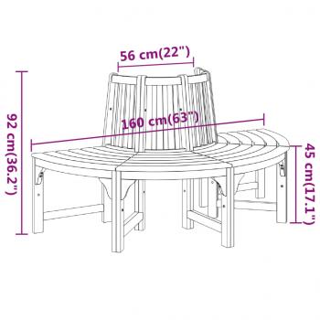 Baumbank Halbrund Ø160 cm Massivholz Eukalyptus