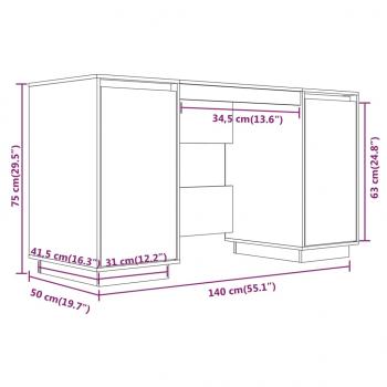 Schreibtisch 140x50x75 cm Massivholz Kiefer