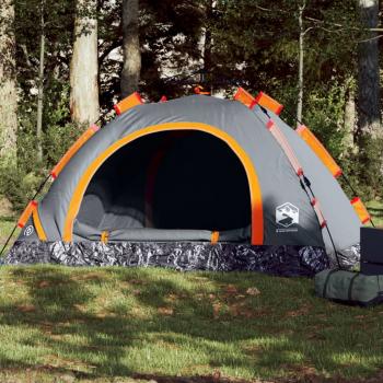 ARDEBO.de - Campingzelt 3 Personen Grau und Orange Quick Release