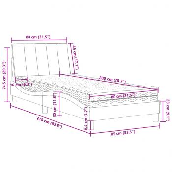 Bett mit Matratze Dunkelgrau 80x200 cm Samt