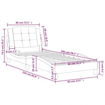 Bettgestell mit Kopfteil Grau 80x200 cm Kunstleder