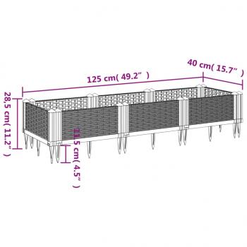 Pflanzkasten mit Erdspießen Braun 125x40x28,5 cm PP