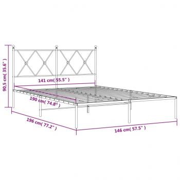 Bettgestell mit Kopfteil Metall Weiß 140x190 cm