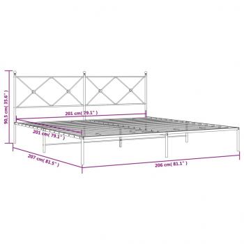 Bettgestell mit Kopfteil Metall Weiß 200x200 cm