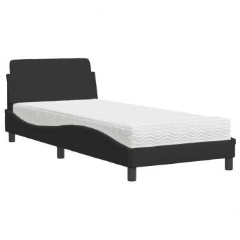 Bett mit Matratze Schwarz 90x200 cm Samt