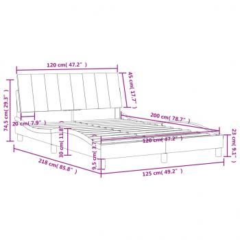 Bett mit Matratze Dunkelgrau 120x200 cm Samt