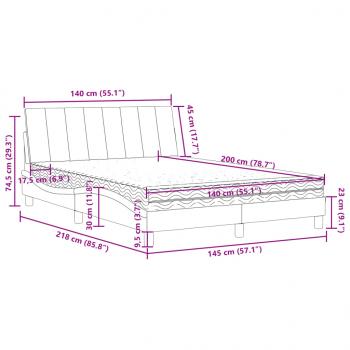 Bett mit Matratze Hellgrau 140x200 cm Samt