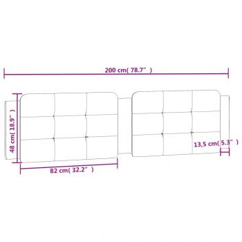 Kopfteil-Kissen Grau 200 cm Kunstleder