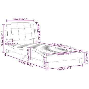 Bettgestell mit Kopfteil Grau 90x200 cm Kunstleder