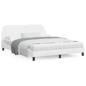 ARDEBO.de - Bett mit Matratze Weiß 160x200 cm Kunstleder