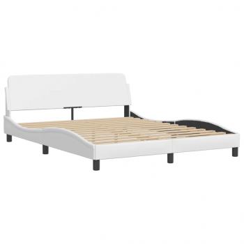 Bett mit Matratze Weiß 160x200 cm Kunstleder