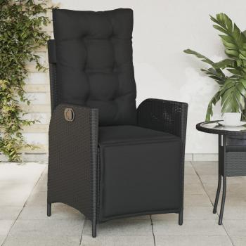 ARDEBO.de - Gartensessel mit Fußteil Verstellbar Schwarz Poly Rattan