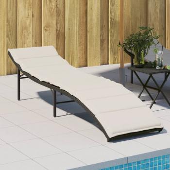 ARDEBO.de - Sonnenliege mit Kissen Schwarz 55x199x50 cm Poly Rattan