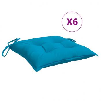 Stuhlkissen 6 Stk. Hellblau 40x40x7 cm Oxford-Gewebe