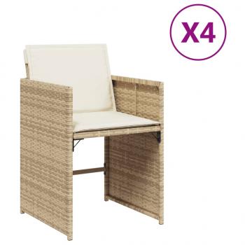 Gartenstühle mit Kissen 4 Stk. Beige Poly Rattan