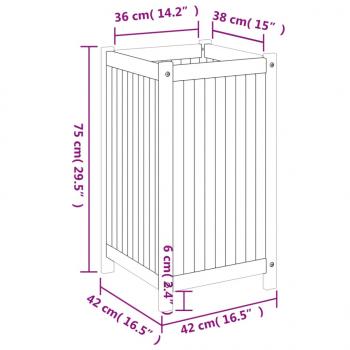 Pflanzkübel mit Einlage 42x42x75 cm Massivholz Akazie