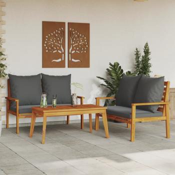 ARDEBO.de - 3-tlg. Garten-Lounge-Set mit Kissen Massivholz Akazie