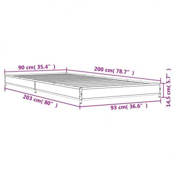 Bettgestell Sonoma-Eiche 90x200 cm Holzwerkstoff und Metall