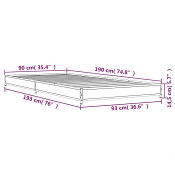 Bettgestell Sonoma-Eiche 90x190 cm Holzwerkstoff und Metall