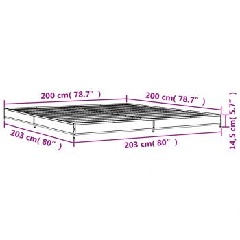 Bettgestell Räuchereiche 200x200 cm Holzwerkstoff und Metall