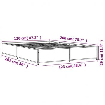 Bettgestell Braun Eichen-Optik 120x200 cm Holzwerkstoff Metall