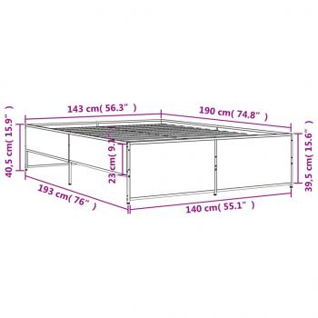 Bettgestell Sonoma-Eiche 140x190 cm Holzwerkstoff und Metall