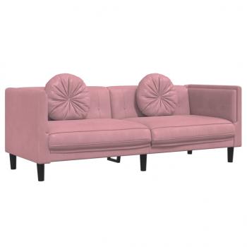 Sofa mit Kissen 3-Sitzer Rosa Samt