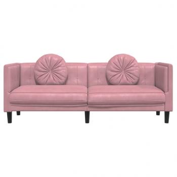 Sofa mit Kissen 3-Sitzer Rosa Samt