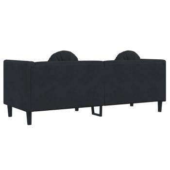 Sofa mit Kissen 3-Sitzer Schwarz Samt