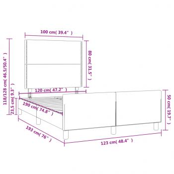 Bettgestell mit Kopfteil Schwarz 120x190 cm Stoff