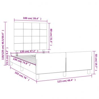 Bettgestell mit Kopfteil Schwarz 120x190 cm Stoff