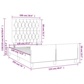 Bettgestell mit Kopfteil Schwarz 120x190 cm Stoff