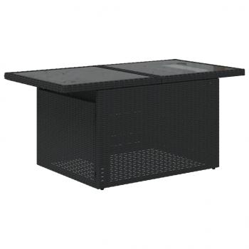 Gartentisch mit Glasplatte Schwarz 100x55x73 cm Poly Rattan