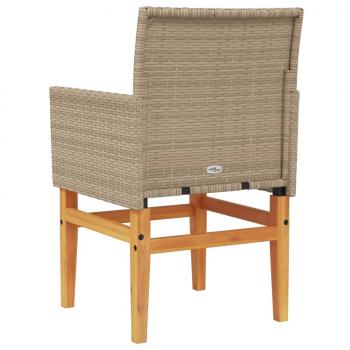 Gartenstühle mit Kissen 2 Stk. Beige Poly Rattan Massivholz