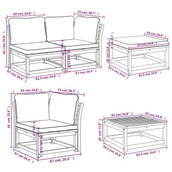 10-tlg. Garten-Lounge-Set mit Kissen Massivholz Akazie