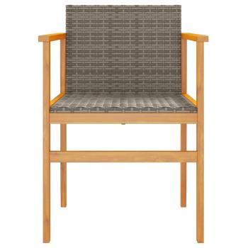 Gartenstühle 2 Stk. Grau Poly Rattan und Massivholz