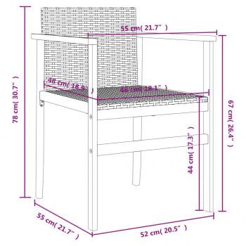 Gartenstühle 2 Stk. Grau Poly Rattan und Massivholz