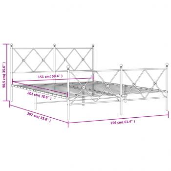 Bettgestell mit Kopf- und Fußteil Metall Weiß 150x200 cm