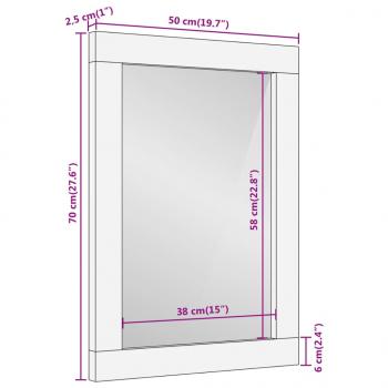 Badspiegel 50x70x2,5 cm Massivholz Mango und Glas