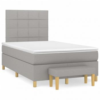 ARDEBO.de - Boxspringbett mit Matratze Hellgrau 120x190 cm Stoff